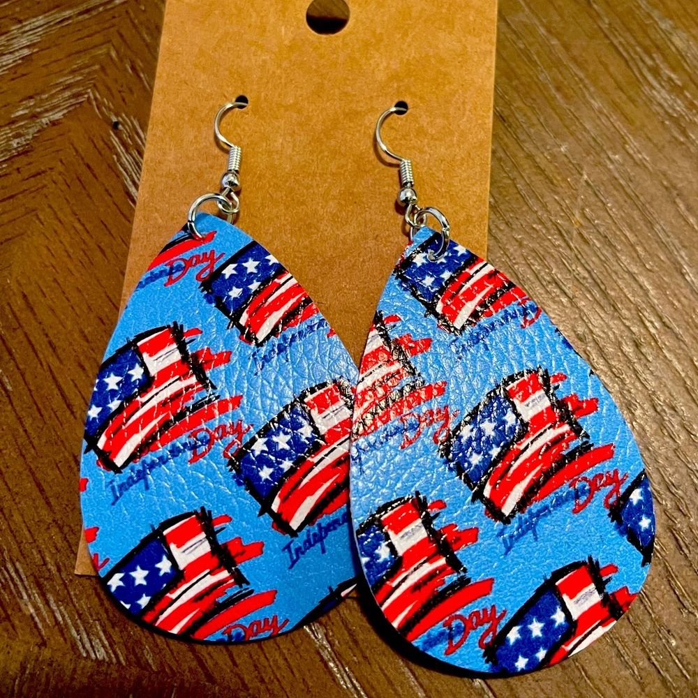 Red white and blue earrings